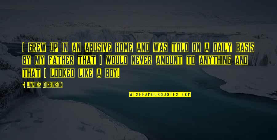 Home You Grew Up In Quotes By Janice Dickinson: I grew up in an abusive home and Home You Grew Up In Quotes By Janice Dickinson: I grew up in an abusive home and