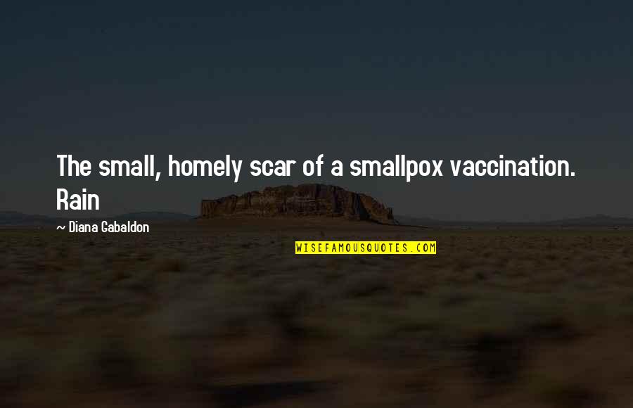 Homely Quotes By Diana Gabaldon: The small, homely scar of a smallpox vaccination.
