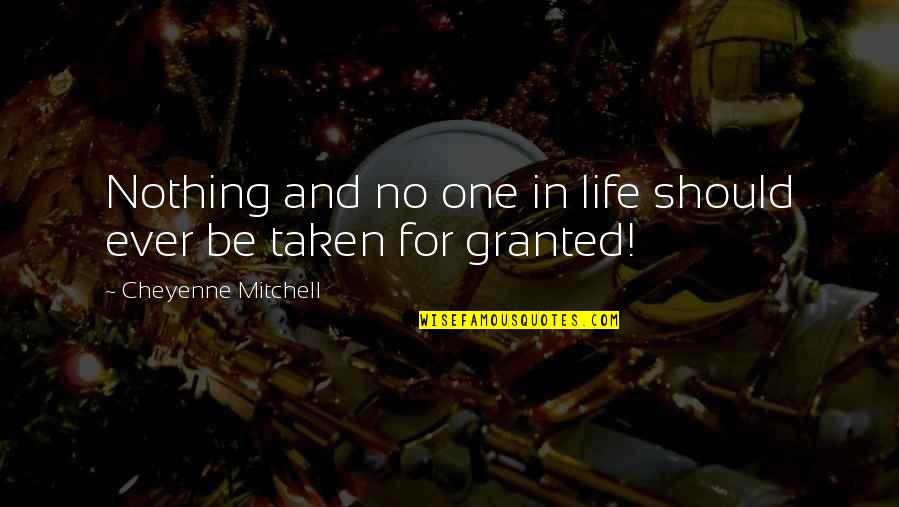 Homeostatic Balance Quotes By Cheyenne Mitchell: Nothing and no one in life should ever