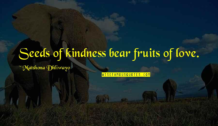 Homers Quotes By Matshona Dhliwayo: Seeds of kindness bear fruits of love.