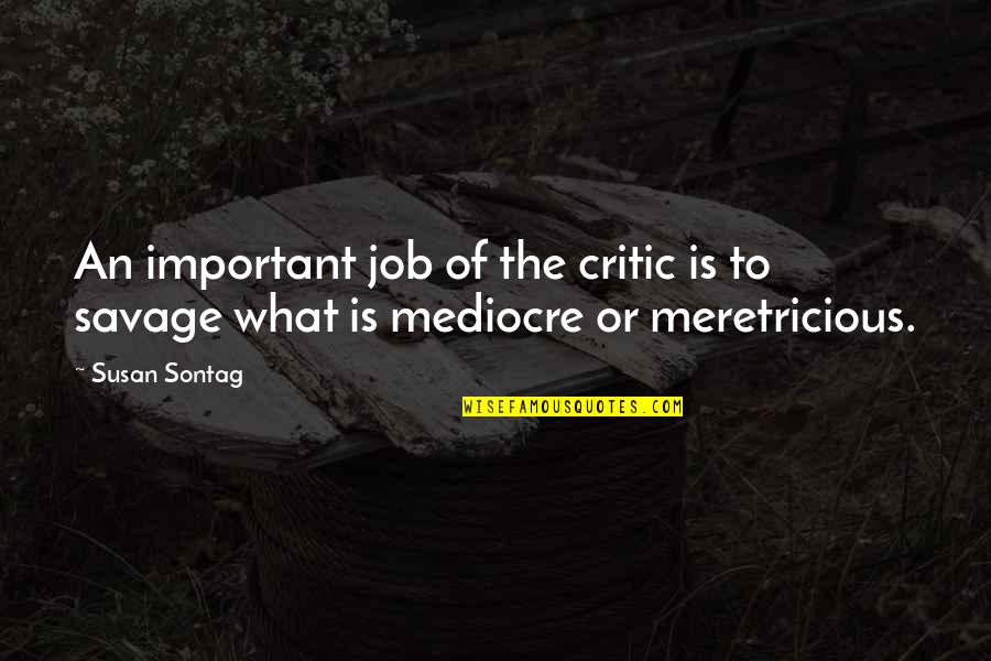 Homesteaders Life Quotes By Susan Sontag: An important job of the critic is to
