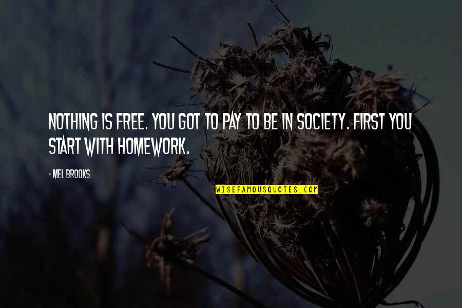 Homework's Quotes By Mel Brooks: Nothing is free. You got to pay to