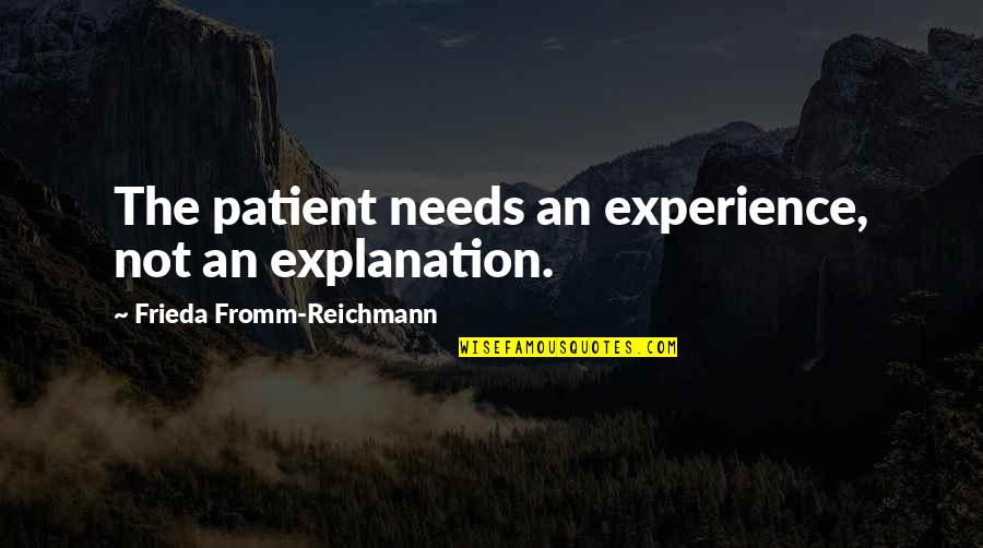 Homicidios Sin Quotes By Frieda Fromm-Reichmann: The patient needs an experience, not an explanation.