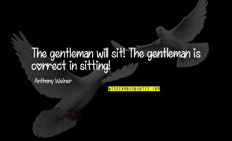 Homobarfed Quotes By Anthony Weiner: The gentleman will sit! The gentleman is correct