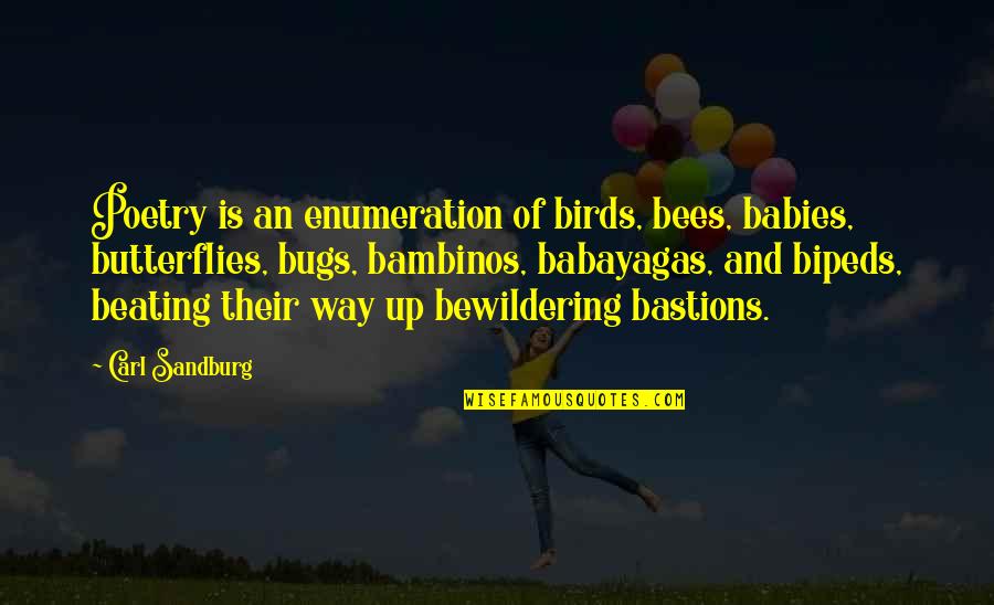 Homological Quotes By Carl Sandburg: Poetry is an enumeration of birds, bees, babies,