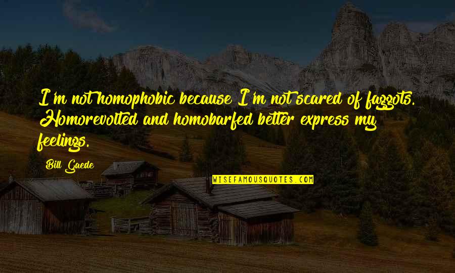 Homophobic Quotes By Bill Gaede: I'm not homophobic because I'm not scared of