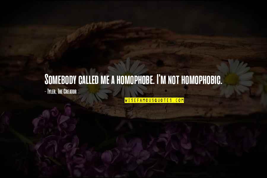 Homophobic Quotes By Tyler, The Creator: Somebody called me a homophobe. I'm not homophobic.