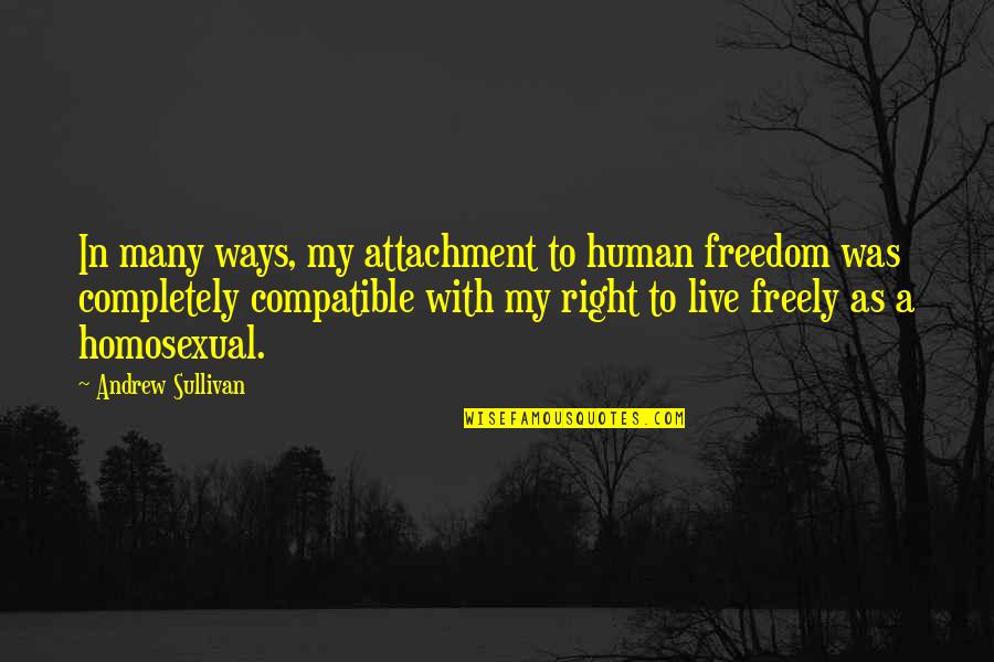 Homosexual Quotes By Andrew Sullivan: In many ways, my attachment to human freedom