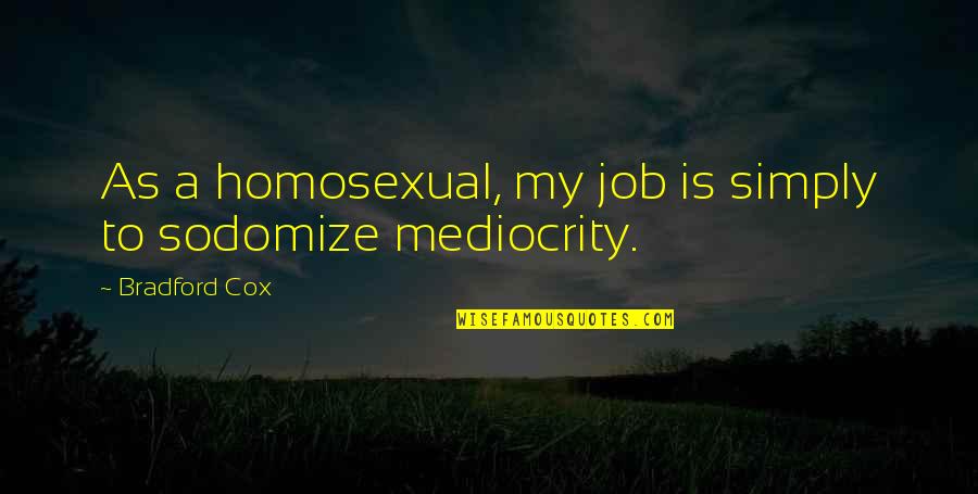 Homosexual Quotes By Bradford Cox: As a homosexual, my job is simply to