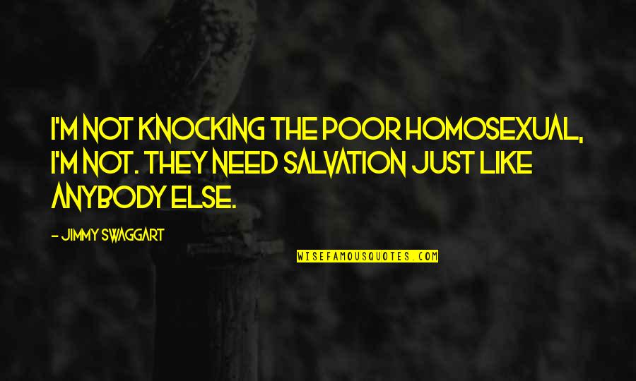 Homosexual Quotes By Jimmy Swaggart: I'm not knocking the poor homosexual, I'm not.