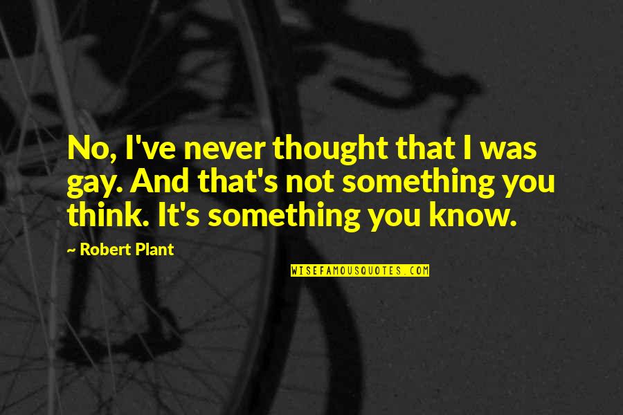 Homosexuality Quotes By Robert Plant: No, I've never thought that I was gay.