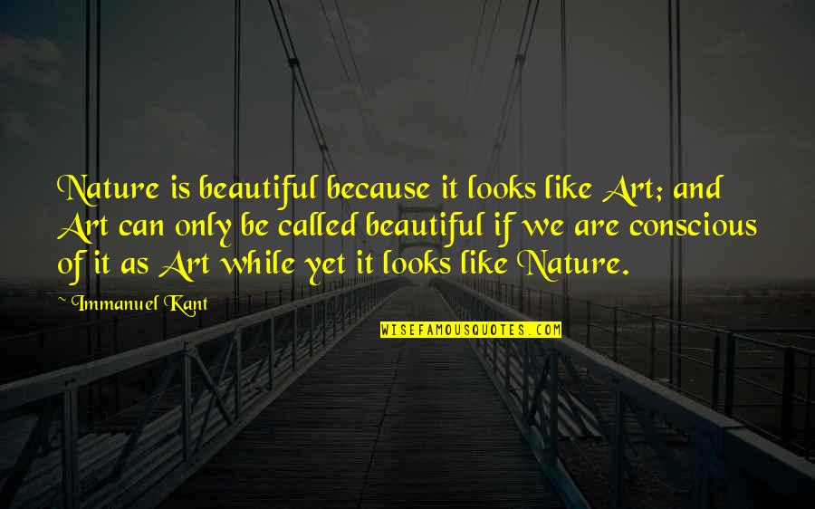 Honen Quotes By Immanuel Kant: Nature is beautiful because it looks like Art;