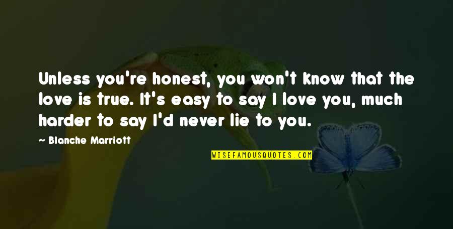 Honest Love Quotes By Blanche Marriott: Unless you're honest, you won't know that the