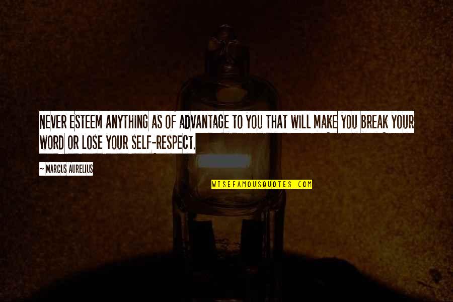 Honesty And Respect Quotes By Marcus Aurelius: Never esteem anything as of advantage to you