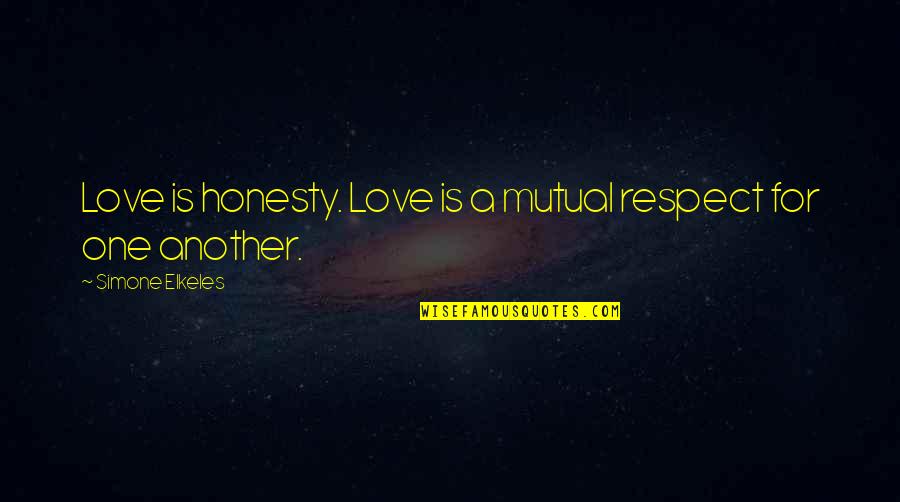 Honesty And Respect Quotes By Simone Elkeles: Love is honesty. Love is a mutual respect