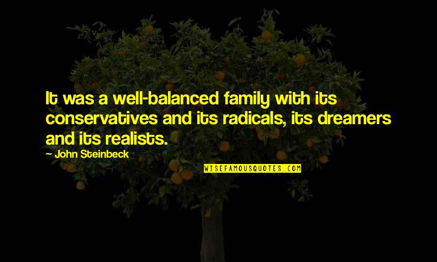Honesty Hour Quotes By John Steinbeck: It was a well-balanced family with its conservatives
