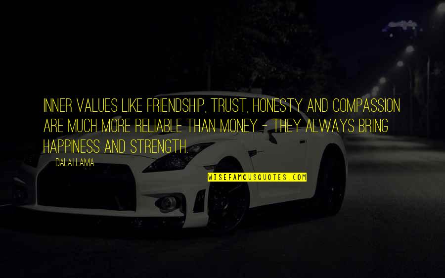 Honesty In Friendship Quotes By Dalai Lama: Inner values like friendship, trust, honesty and compassion