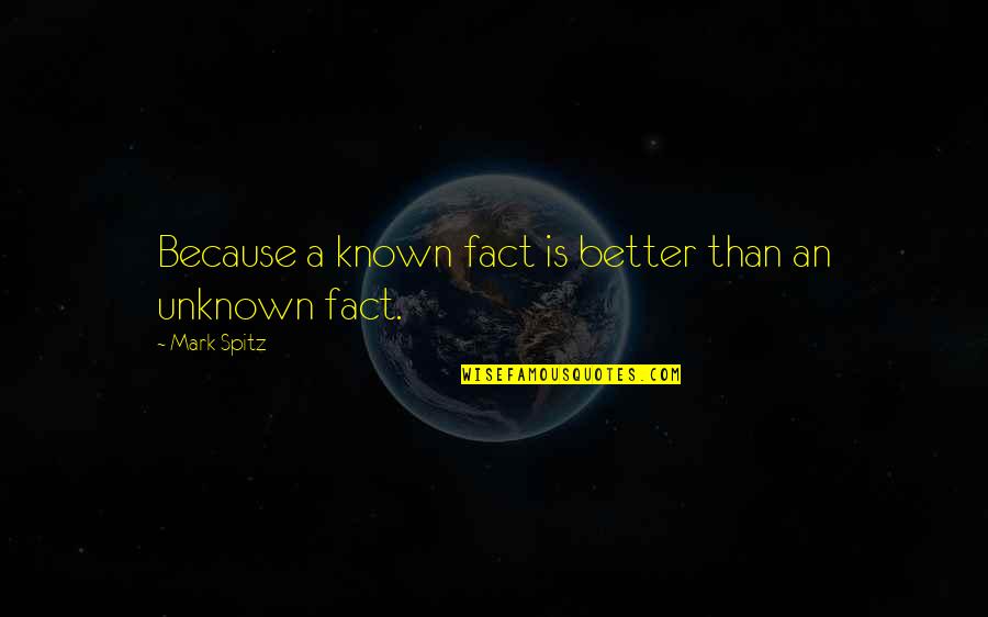 Honesty Is Best Policy Quote Quotes By Mark Spitz: Because a known fact is better than an Honesty Is Best Policy Quote Quotes By Mark Spitz: Because a known fact is better than an