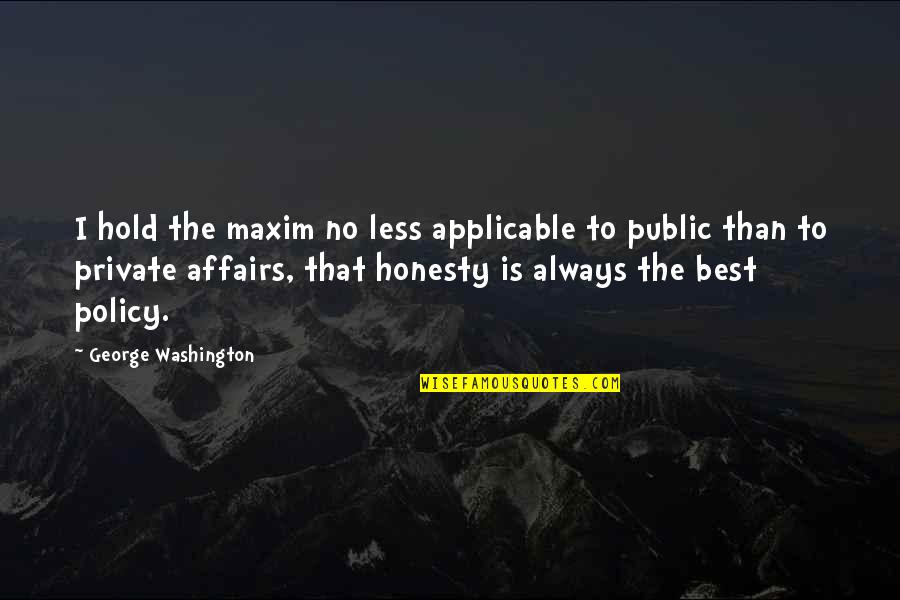 Honesty Is Best Policy Quotes By George Washington: I hold the maxim no less applicable to