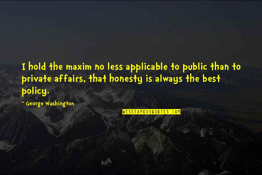 Honesty Is Not The Best Policy Quotes By George Washington: I hold the maxim no less applicable to