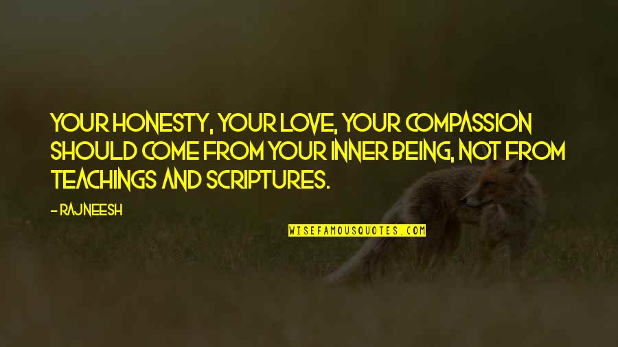 Honesty Love Quotes By Rajneesh: Your honesty, Your love, Your compassion should come Honesty Love Quotes By Rajneesh: Your honesty, Your love, Your compassion should come