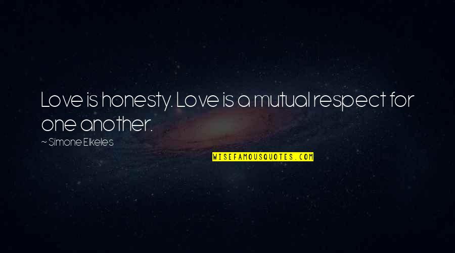Honesty Love Quotes By Simone Elkeles: Love is honesty. Love is a mutual respect Honesty Love Quotes By Simone Elkeles: Love is honesty. Love is a mutual respect