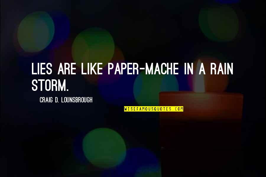 Honesty Truth Quotes By Craig D. Lounsbrough: Lies are like paper-Mache in a rain storm. Honesty Truth Quotes By Craig D. Lounsbrough: Lies are like paper-Mache in a rain storm.