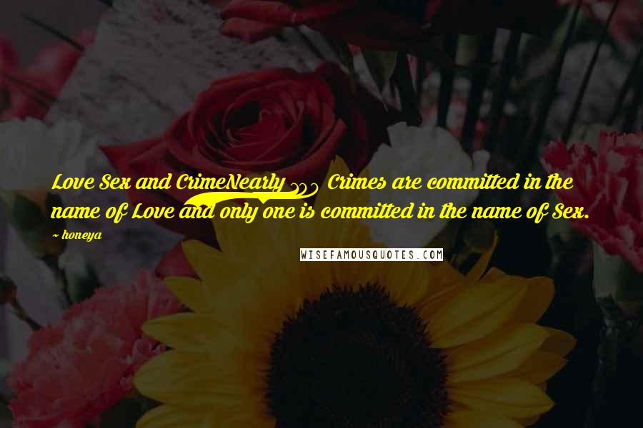 Honeya quotes: Love Sex and CrimeNearly 100 Crimes are committed in the name of Love and only one is committed in the name of Sex.