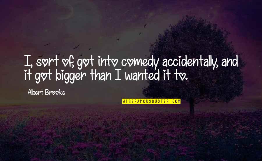 Honlife Quotes By Albert Brooks: I, sort of, got into comedy accidentally, and