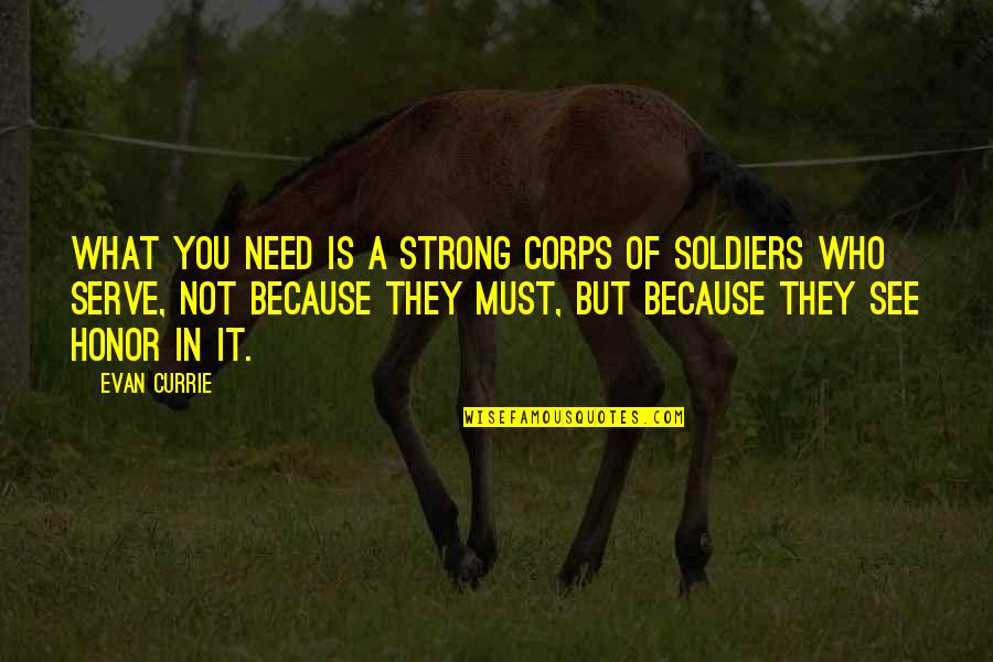 Honor To Serve Quotes By Evan Currie: what you need is a strong corps of