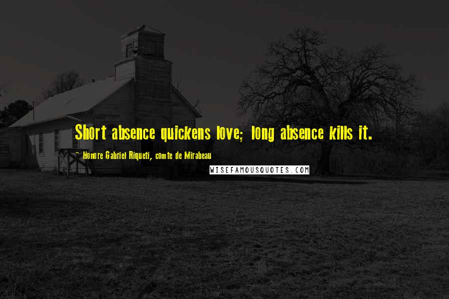 Honore Gabriel Riqueti, Comte De Mirabeau quotes: Short absence quickens love; long absence kills it.