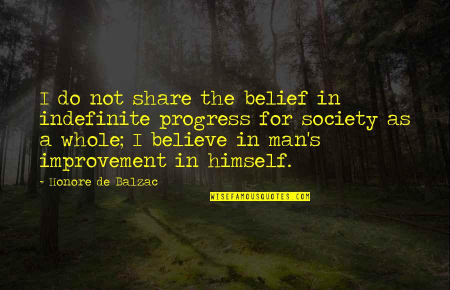 Honore Quotes By Honore De Balzac: I do not share the belief in indefinite