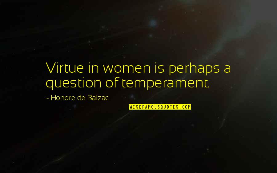 Honore Quotes By Honore De Balzac: Virtue in women is perhaps a question of