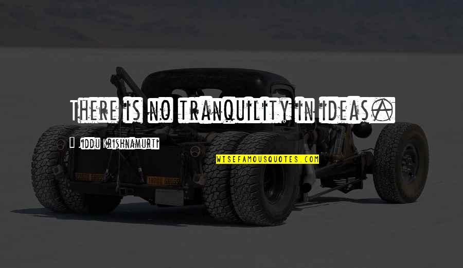 Honorifics Quotes By Jiddu Krishnamurti: There is no tranquility in ideas.