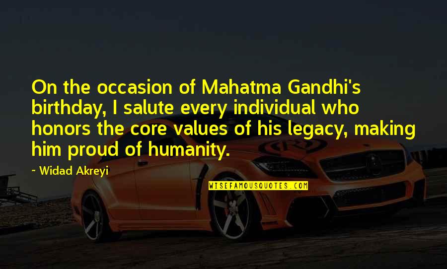 Honors Quotes By Widad Akreyi: On the occasion of Mahatma Gandhi's birthday, I