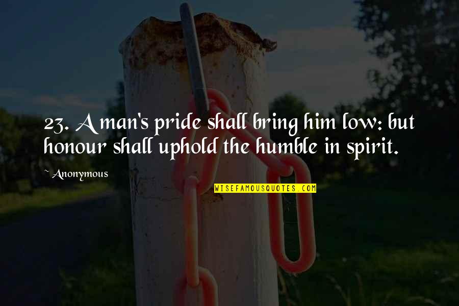 Honour And Pride Quotes By Anonymous: 23. A man's pride shall bring him low:
