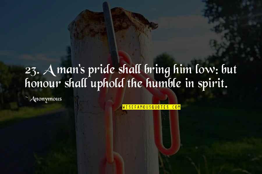 Honour Quotes By Anonymous: 23. A man's pride shall bring him low: