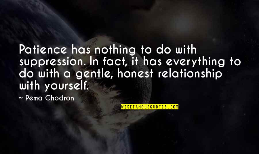 Honouring Life Quotes By Pema Chodron: Patience has nothing to do with suppression. In