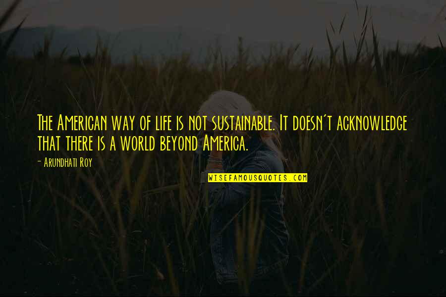 Hoobastank Quotes By Arundhati Roy: The American way of life is not sustainable.