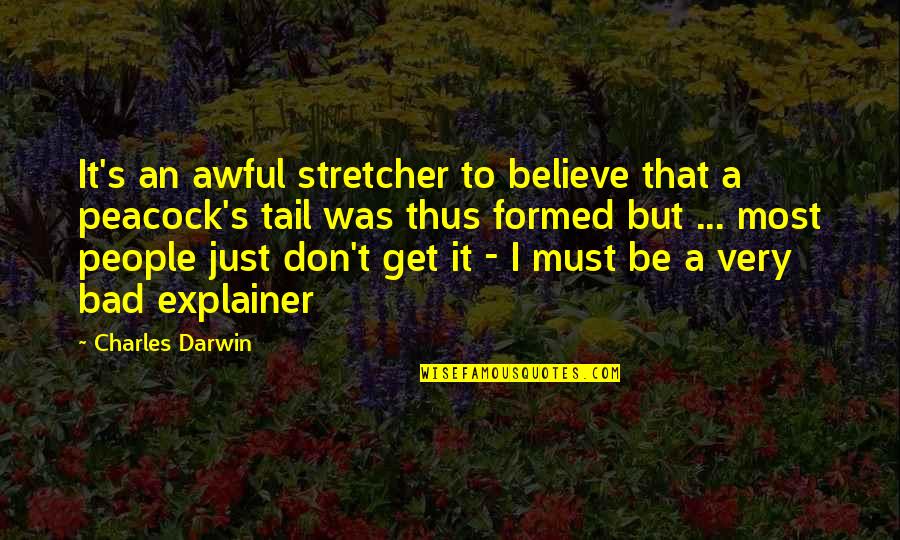 Hoochies Denton Quotes By Charles Darwin: It's an awful stretcher to believe that a Hoochies Denton Quotes By Charles Darwin: It's an awful stretcher to believe that a