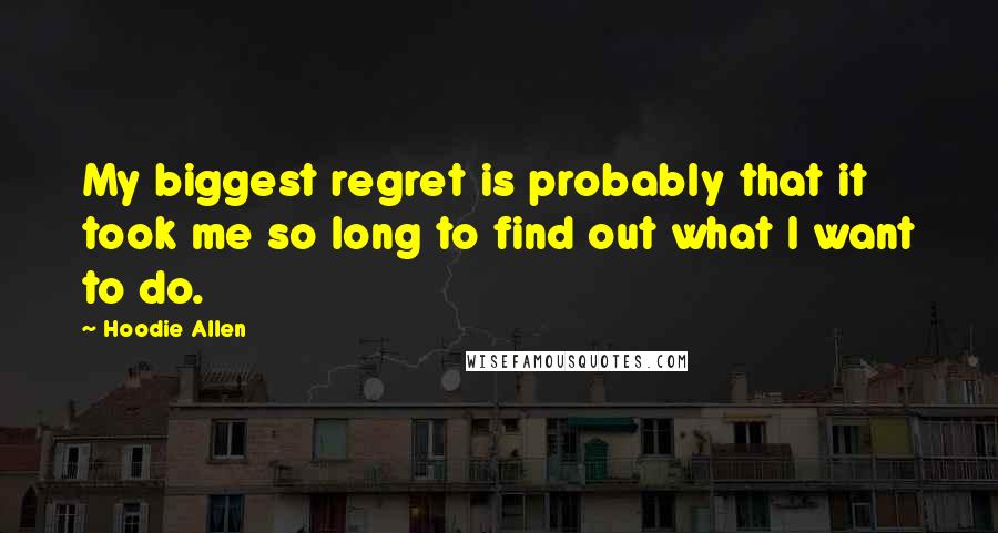 Hoodie Allen quotes: My biggest regret is probably that it took me so long to find out what I want to do.