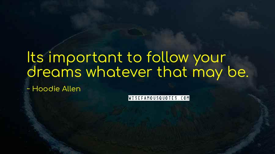 Hoodie Allen quotes: Its important to follow your dreams whatever that may be.