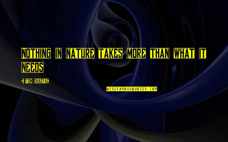 Hooley Quotes By Tom Shadyac: Nothing in nature takes more than what it