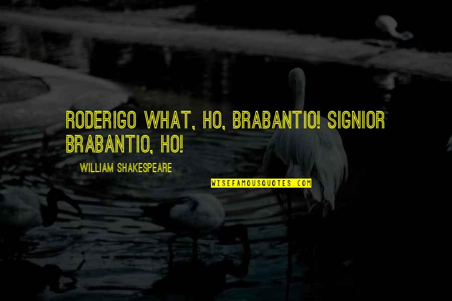 Ho'oponono Quotes By William Shakespeare: RODERIGO What, ho, Brabantio! Signior Brabantio, ho!