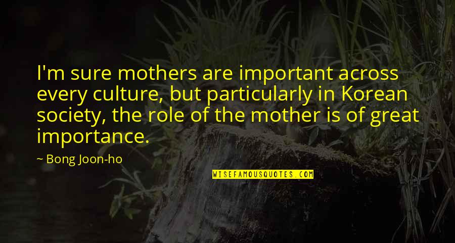 Ho'oponopono Quotes By Bong Joon-ho: I'm sure mothers are important across every culture,