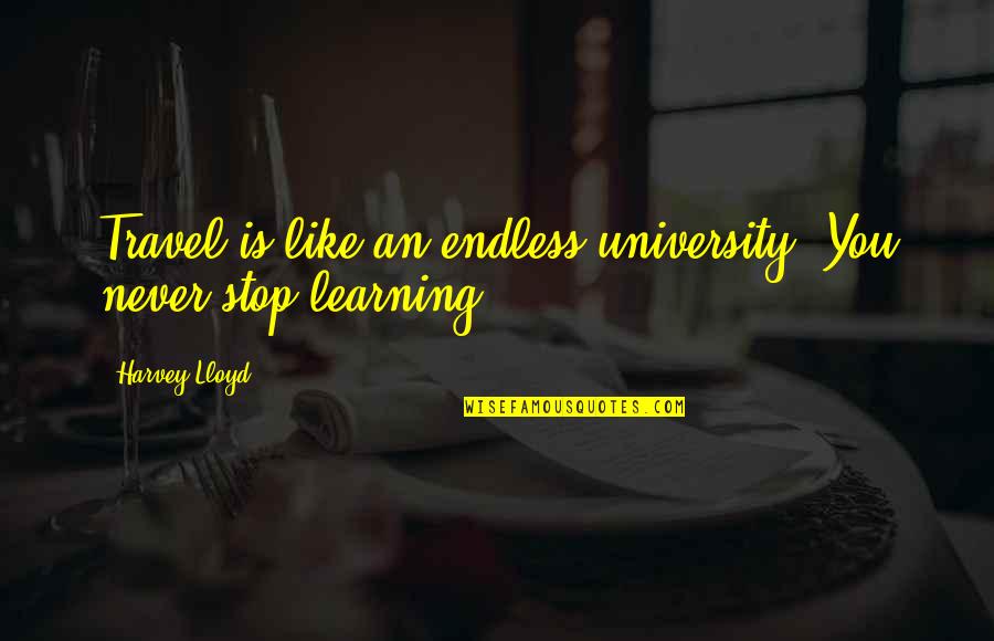Hoovers River Quotes By Harvey Lloyd: Travel is like an endless university. You never