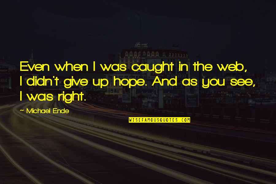 Hope And Optimism Quotes By Michael Ende: Even when I was caught in the web,