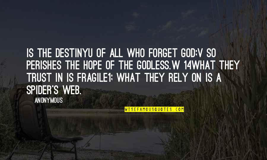 Hope And Trust In God Quotes By Anonymous: Is the destinyu of all who forget God;v