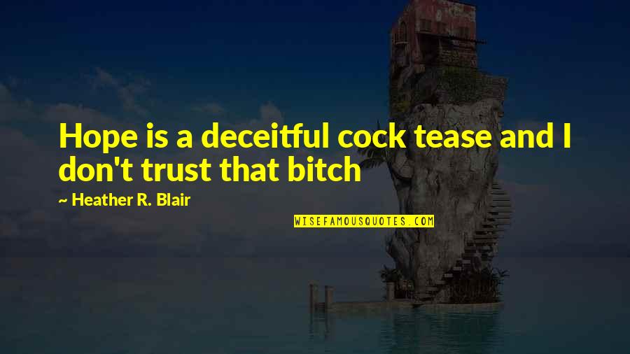 Hope And Trust Quotes By Heather R. Blair: Hope is a deceitful cock tease and I