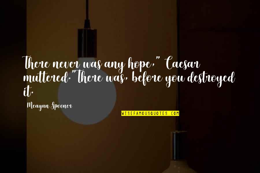 Hope Destroyed Quotes By Meagan Spooner: There never was any hope," Caesar muttered."There was,